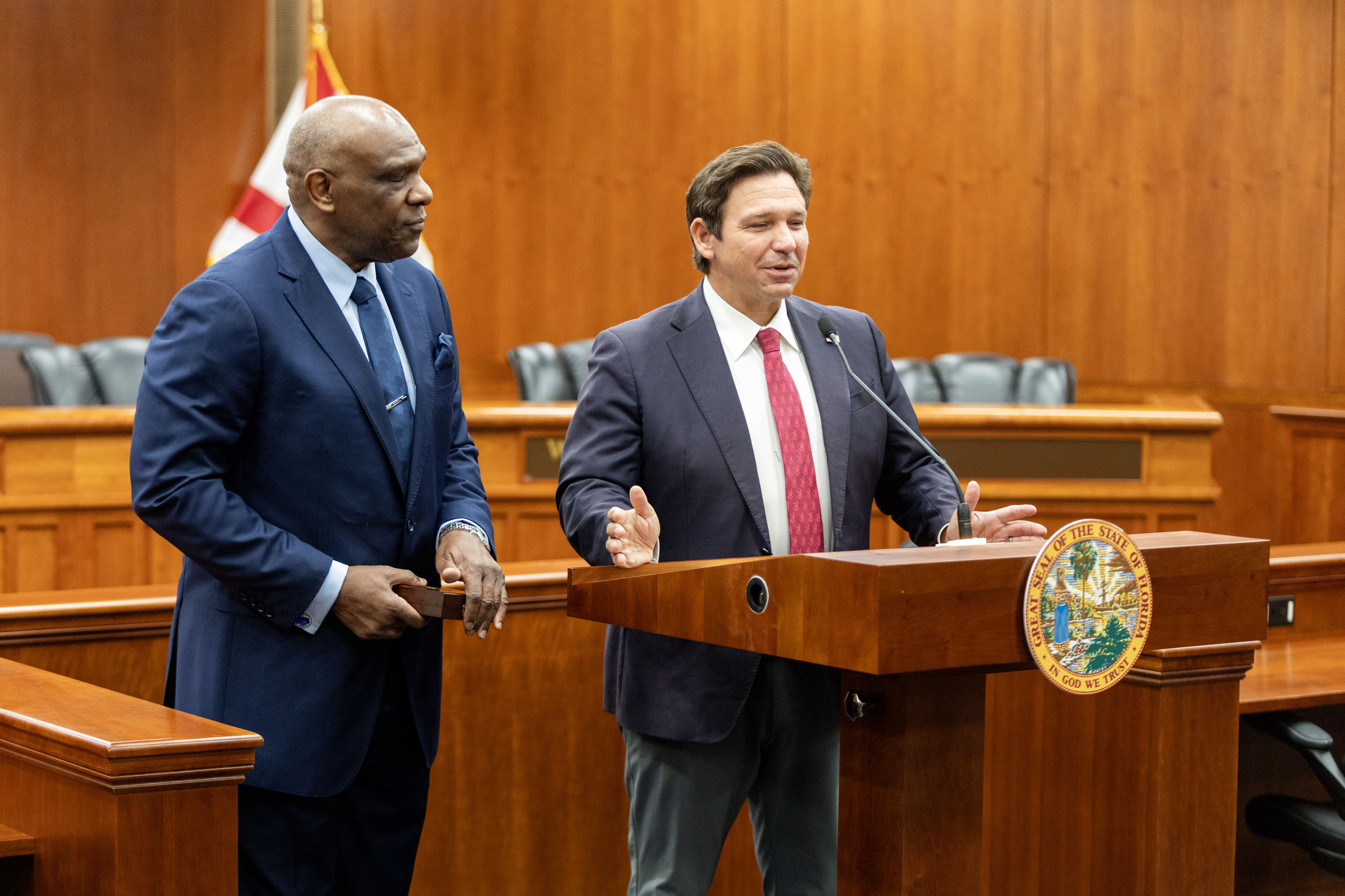 Florida Governor ROn DeSantis Delivers Remarks At The Ceremony