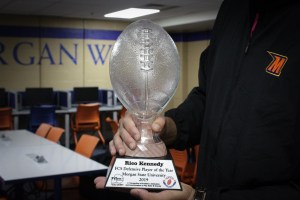 Rico Kennedy receives “Protect Your Skull” FCS Defensive Player of the Year award