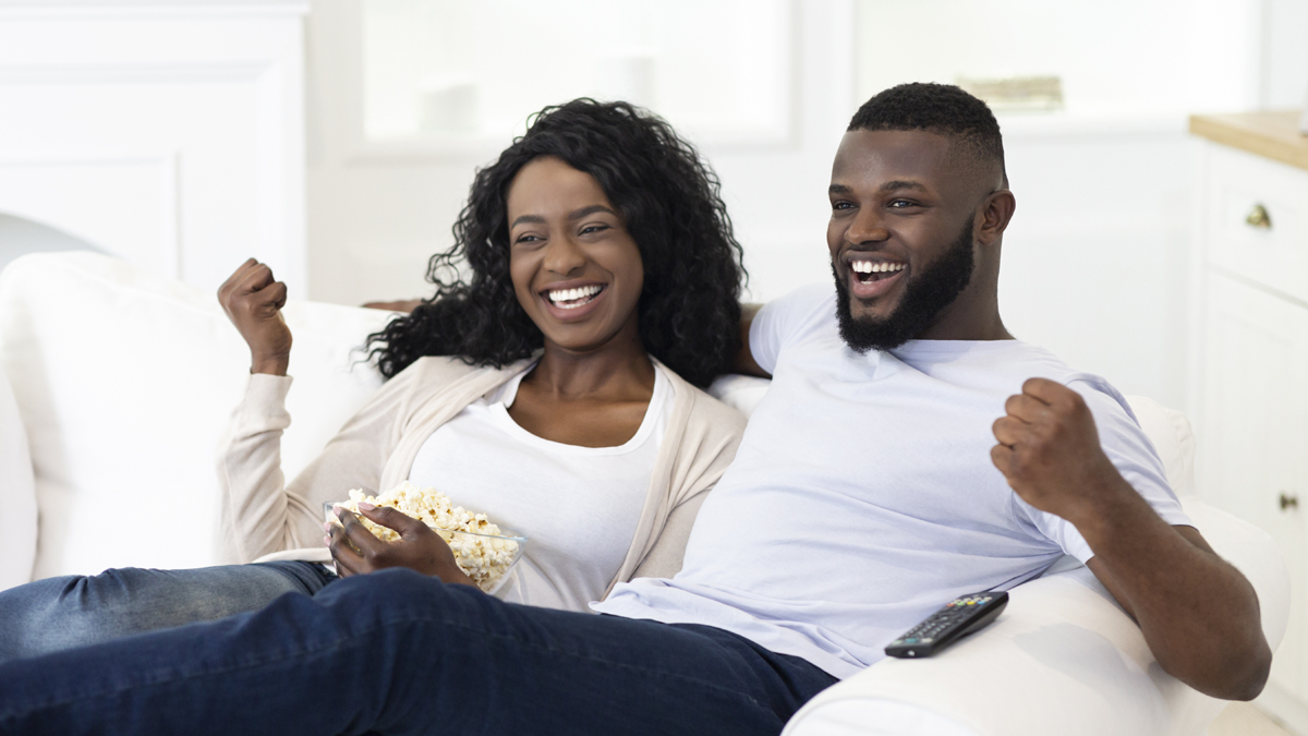 HBCU Couple watching TV