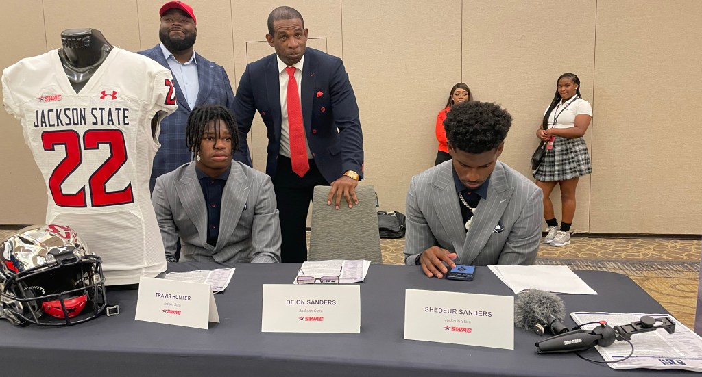 Deion Sanders Shedeur Sanders Travis Hunter SWAC Media Day