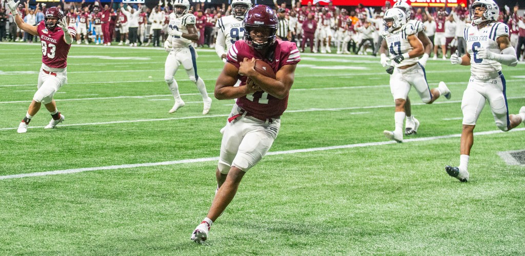 NCCU quarterback Davius Richard makes a catch