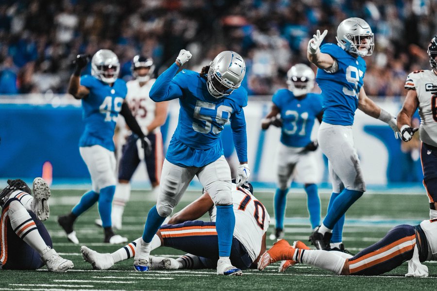 Detroit Lions linebacker James Houston runs a drill during an NFL football  practice in Allen Park, Mich., Monday, June 12, 2023. (AP Photo/Paul Sancya  Stock Photo - Alamy