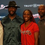 Michael Harris tosses first pitch for Atlanta Braves