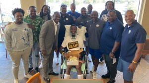 Grambling State University player visited by rivals in recovery