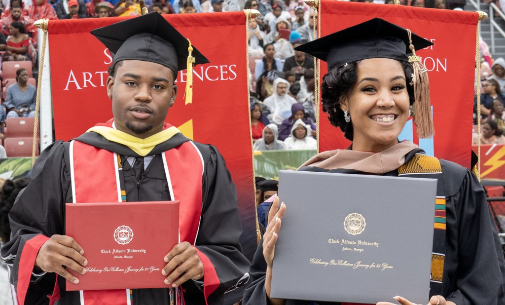 Kyle Anderson and Nyeja Warner graduate from Clark Atlanta, an HBCU in the Atlanta University Center.