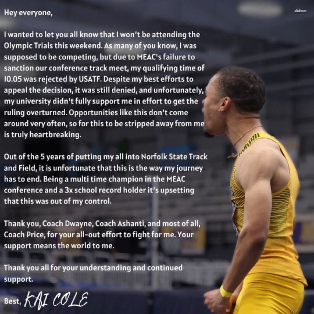 HBCU Olympic Trials  Kai Cole USATF Olympic