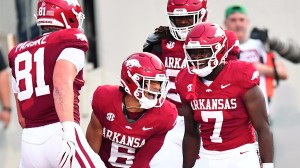 Arkansas football dominates HBCU, has fun with cheerleader