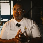 JCSU football HC Maurice Flowers candid in Brick x Brick Finale