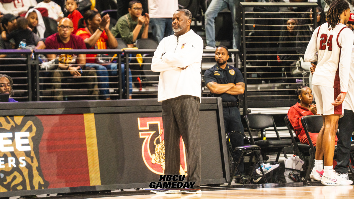 Tuskegee University head coach Benjy Taylor looks on during the SIAC championship game. (Steven J. Gaither/HBCU Gameday)